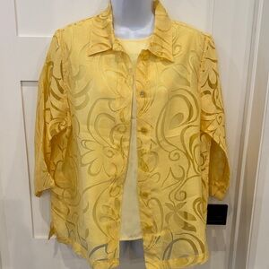 BonWorth Yellow Sheer Button Down Shirt